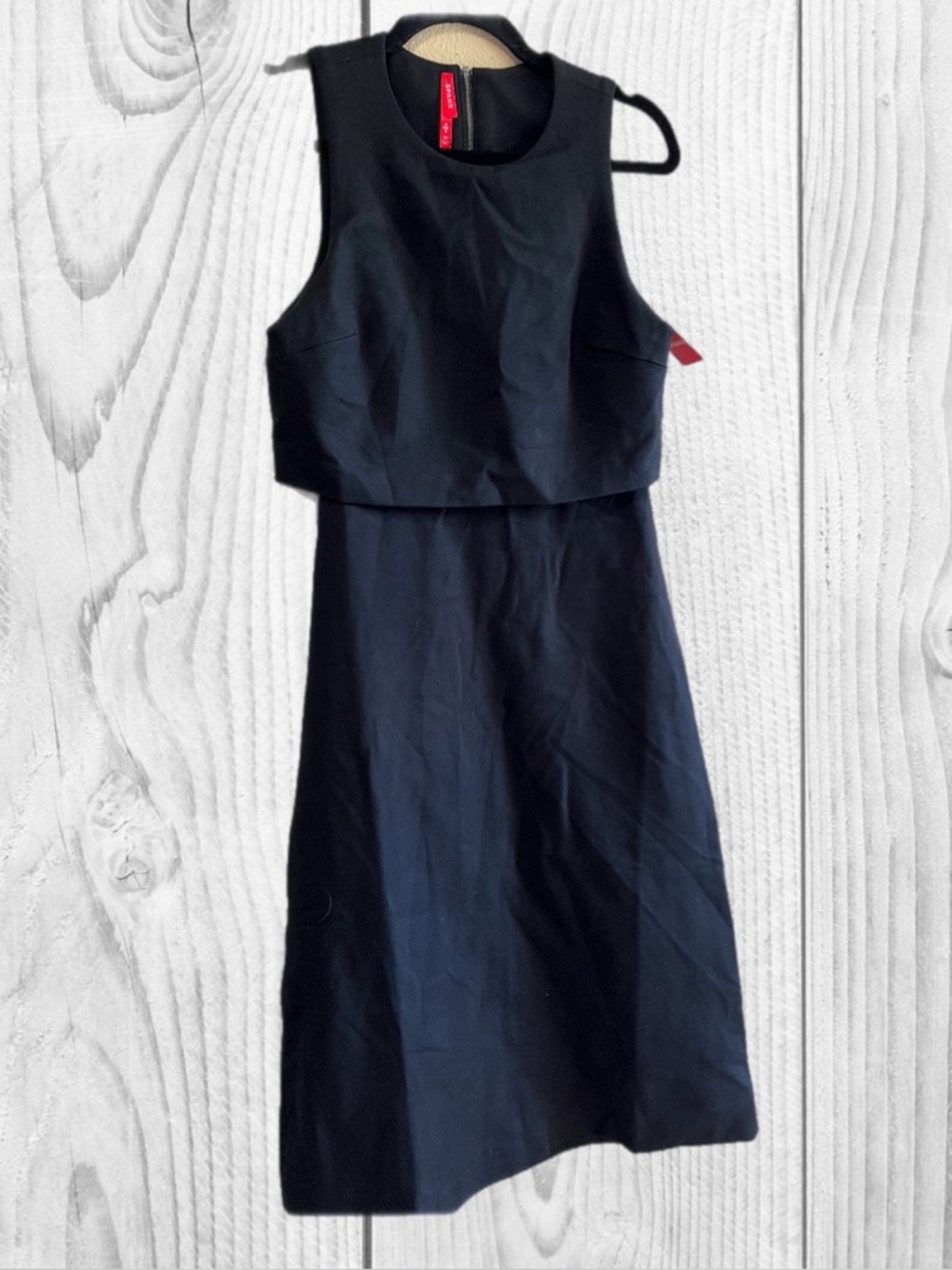 Spanx Ponte Overlay Dress midi black slimming midi minimalist Capsule size Small